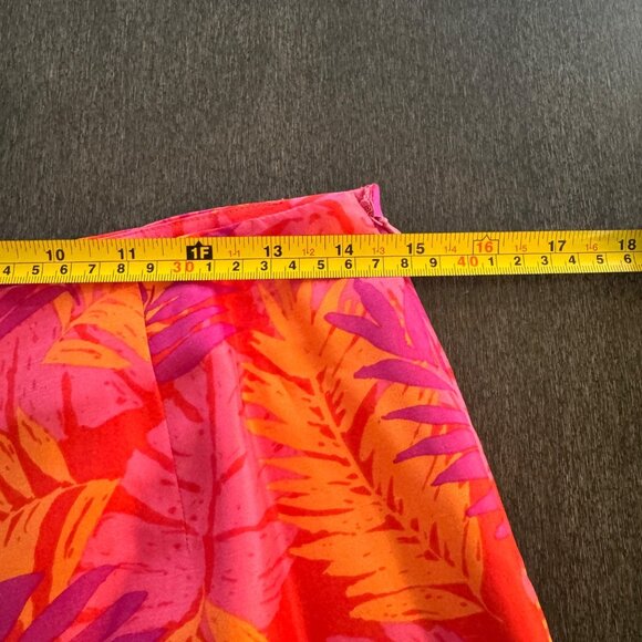 Allison Taylor Women's 100% Silk Red Pink Floral Pants Trouser, Size 6 - Picture 7 of 9